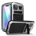 thumbnail image 1 of Dteck Case For Apple iPhone 11 Pro (5.8 inch),Shockproof Armor Rubber Rugged Kickstand Metal Case Hybrid Built-in Tempered Glass Screen Protective Full Cover ,Silver, 1 of 8