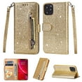 thumbnail image 1 of Dteck Case For Apple iPhone 11 Pro Max(6.5 inches) ,Magnetic Leather Bling Glitter Card Holder Wallet Case Kickstand Strap Full Protective Phone Shockproof Rubber Cover ,Gold, 1 of 4