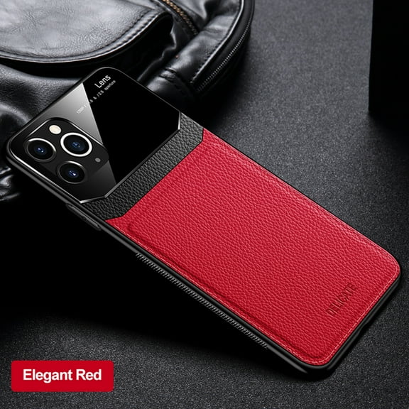 Dteck Case For Apple iPhone 11 Pro Max(6.5 inches),Shockproof Rubber Case Luxury PU Leather Slim Back Phone Protective Cover ,Red