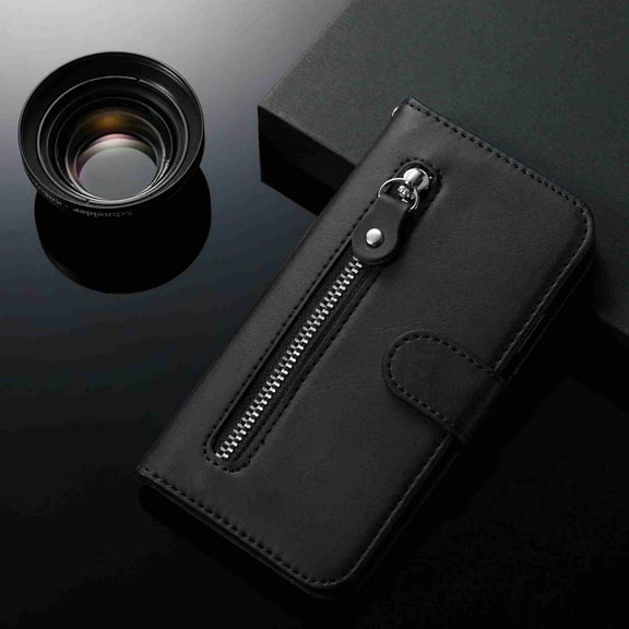 Dteck Case For Apple iPhone 6 Plus / 6s Plus Zipper Wallet Money Pocket[Credit Card Holder Slot] Protective [Magnetic Closure] PU Leather Wallet Cover, black