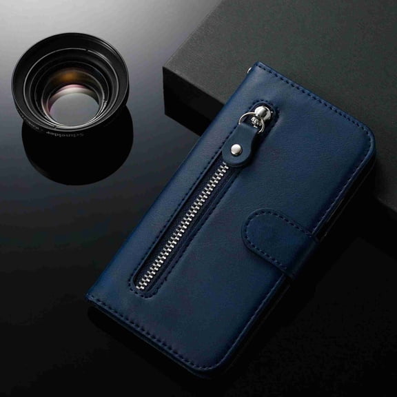 Dteck Case For Apple iPhone X / XS Zipper Wallet Money Pocket[Credit Card Holder Slot] Protective [Magnetic Closure] PU Leather Wallet Cover, blue