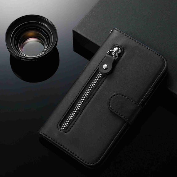 Dteck Case For Apple iPhone XS Max Zipper Wallet Money Pocket[Credit Card Holder Slot] Protective [Magnetic Closure] PU Leather Wallet Cover, black