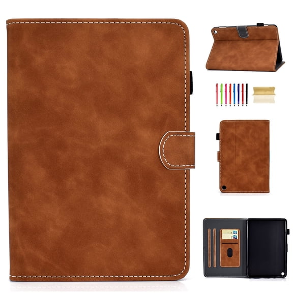 Dteck Case For Kindle Fire HD 8 10th Gen HD 8 Plus (2020 Released) 8 inch,Magnetic Leather Wallet Card Holder Smart Case Folio Stand Protective Automatic wake/sleep Cover ,Brown