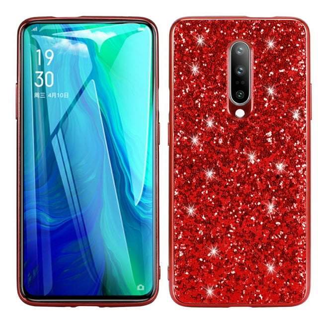 Dteck Case For OnePlus 8 (2020 Released), Shockproof Rubber Soft TPU Case Bling Glitter Protective Back Phone Slim Cover ,Red