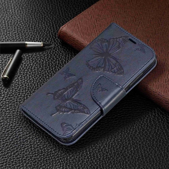 Dteck Case For Redmi Note 7 Elegant Embossed Butterfly Cash Slots Bookstyle Wallet PU Leather Durable Magnetic Closure Flip Kickstand Shockproof Compatible Xiaomi Redmi Note 7 , Blue