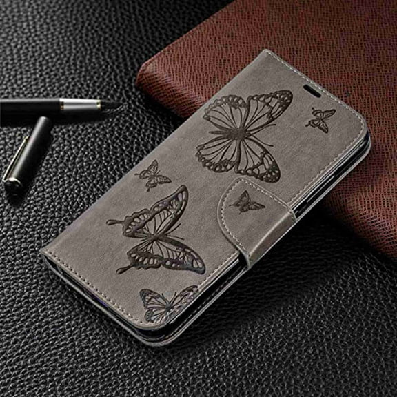 Dteck Case For Redmi Note 7 Elegant Embossed Butterfly Cash Slots Bookstyle Wallet PU Leather Durable Magnetic Closure Flip Kickstand Shockproof Compatible Xiaomi Redmi Note 7 , Gray