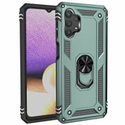 Dteck Case For Samsung Galaxy A32 5G 6.4 inches 2021 Released,Shockproof Rubber Armor Case Hybrid Rugged Hard PC Back Phone Ring Kickstand Cover without Screen Protector,Darkgreen