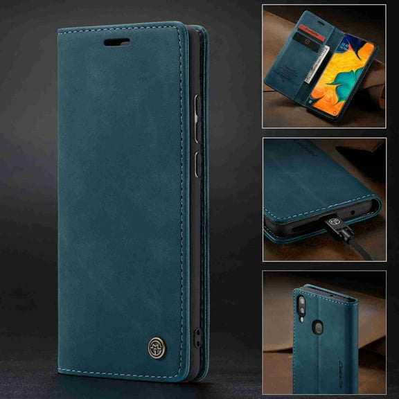 Dteck Case For Samsung Galaxy A40 CaseMe Retro Style Wallet Phone Case[Stand][Credit Card Slot] Premium Protective PU Leather Flip Magnetic Cover, Blue