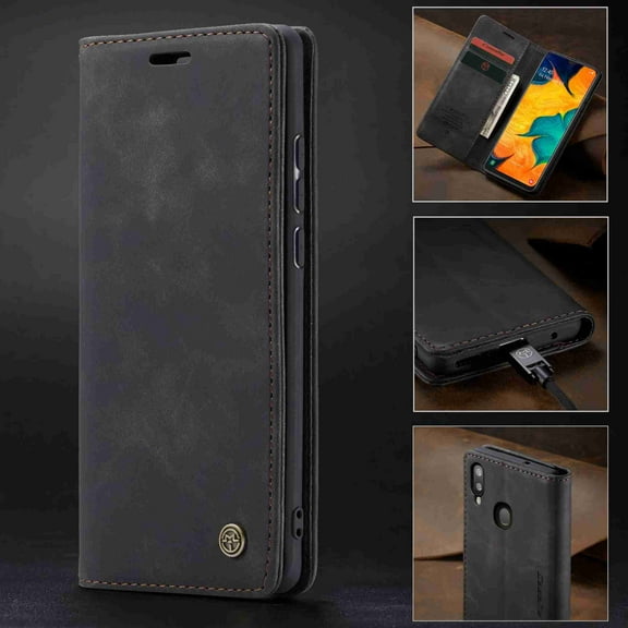 Dteck Case For Samsung Galaxy A50 CaseMe Retro Style Wallet Phone Case[Stand][Credit Card Slot] Premium Protective PU Leather Flip Magnetic Cover, Black