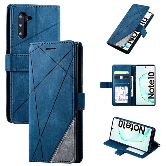 Dteck Case For Samsung Galaxy Note 10 (6.3 inch), Luxury Magnetic Leather Card Holder Wallet Case Hybrid Protective Stand Shockproof Cover ,Blue