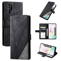 Dteck Case For Samsung Galaxy Note 10 Plus(6.8 inch), Luxury Magnetic Leather Card Holder Wallet Case Hybrid Protective Stand Shockproof Cover ,Black