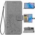 thumbnail image 1 of Dteck Case For Samsung Galaxy Note 10 Plus Wallet Case, Wallet Flip Folio Case Kickstand Card Slots Embossed Four-leaf Clover PU Leather Wallet Shockproof TPU Bumper Ultral Slim Cover - Gray, 1 of 5