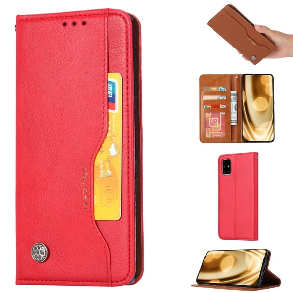 Dteck Case For Samsung Galaxy Note 20(6.7 inches),Luxury Leather Card Holder Wallet Case Shockproof Folio Full Protective Kickstand Cover ,Red