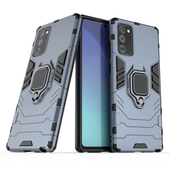 Dteck Case For Samsung Galaxy Note 20 (6.7 inches),Shockproof Rugged Rubber Ring Holder Case Hybrid Hard PC Back Protective Kickstand Cover,Blue