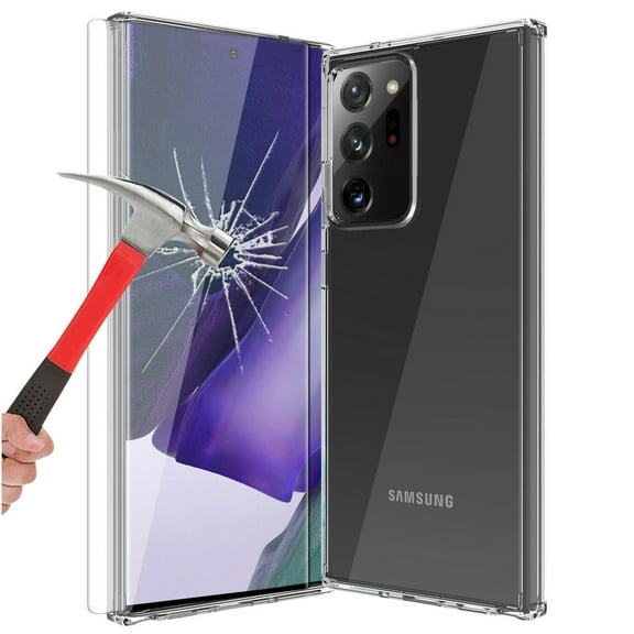 Dteck Case For Samsung Galaxy Note20 Ultra (6.9 inches) 2020 Released ,Shockproof Transparent TPU Clear Rubber Protective Case with Built-in UV Liquid Tempered Glass Screen Protector,Clear