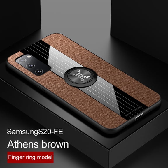 Dteck Case For Samsung Galaxy S20 FE (6.5 inches),Ultra Slim Ring Holder Rubber Bumper Case Kickstand Shockproof Back Phone Cover (without Screen Protector),Brown