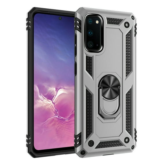 Dteck Case For Samsung Galaxy S20 Ultra 6.9 inch, Shockproof Rubber Armor Case Hybrid Rugged Hard PC Back Phone Ring Kickstand Cover,without Screen Protector ,Silver