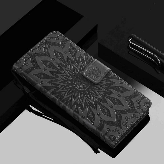 Dteck Case For Samsung Galaxy S20 Ultra (6.9 inch), Wallet Case Floral Sun Flower Embossed PU Leather Magnetic Flip Cover Card Holders Shockproof Protective Cover, Gray