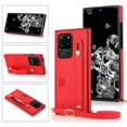 thumbnail image 1 of Dteck Case For Samsung Galaxy S20 Ultra(6.9 inches),Luxury PU Leather Adjustable Strap Shockproof Rubber Protective Back Phone Kickstand Hybrid Cover,Red, 1 of 6