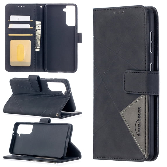 Dteck Case For Samsung Galaxy S21 Plus 6.7-inch,Magnetic PU Leather Luxury Card Holder Pocket Case Shockproof Full Protective Kickstand Hybrid Flip Cover,Black