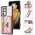 thumbnail image 1 of Dteck Case For Samsung Galaxy S21 Ultra 6.8-inch,Luxury Leather Zipper Card Holder Wallet Cross Body Shoulder Strap Case for Galaxy S21 Ultra 5G Shockproof Hybrid Rubber Kickstand Cover,Pink, 1 of 8