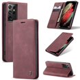 thumbnail image 1 of Dteck Case For Samsung Galaxy S21 Ultra 6.8-inch,Magnetic Leather Luxury Card Holder Pocket Case Shockproof Full Protective Kickstand Retro Flip Cover,Winered, 1 of 8