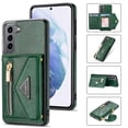 thumbnail image 1 of Dteck Case For Samsung Galaxy S22 Plus,Luxury Leather Zipper Card Holder Wallet Cross Body Shoulder Strap Case Shockproof Hybrid Rubber Kickstand Cover for Galaxy S22+ 5G,Green, 1 of 6