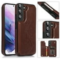 thumbnail image 1 of Dteck Case For Samsung Galaxy S22,Shockproof Rubber Hybrid Pattern Leather Card Holder Wallet Back Flip Case Kickstand Cover for Galaxy S22 5G,Brown, 1 of 5