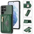 thumbnail image 1 of Dteck Case For Samsung Galaxy S22 Ultra,Luxury Leather Zipper Card Holder Wallet Cross Body Shoulder Strap Case Shockproof Hybrid Rubber Kickstand Cover for Galaxy S22 Ultra 5G,Green, 1 of 6