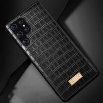 Dteck Case For Samsung Galaxy S22 Ultra,Shockproof Rubber Hybrid PU Leather Pattern Retro Back Protective Case Cover for Galaxy S22 Ultra 5G,Black