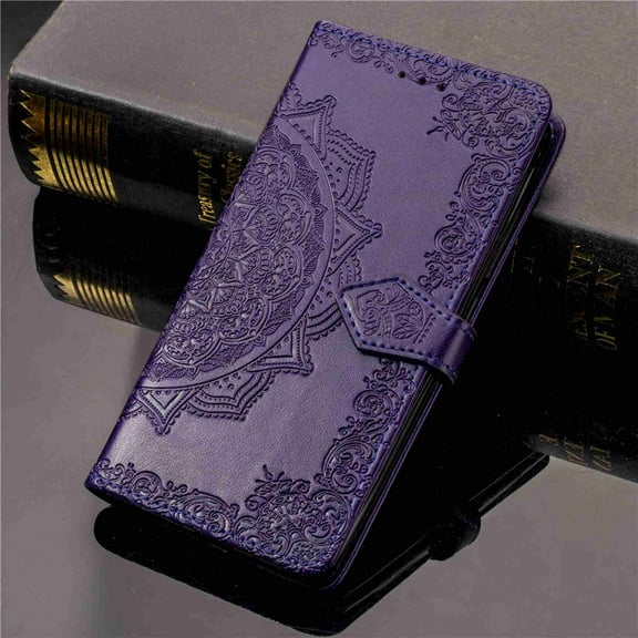 Dteck Case For Samsung Galaxy S6 Flip Case Wallet Leather [Kickstand] Emboss Flower Folio Magnetic Protective Cover with Card Slots, Purple