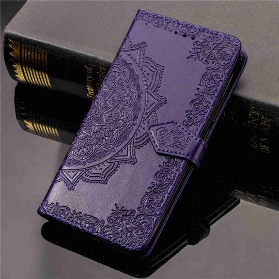 Dteck Case For Samsung Galaxy S7 Flip Case Wallet Leather [Kickstand] Emboss Flower Folio Magnetic Protective Cover with Card Slots, Purple