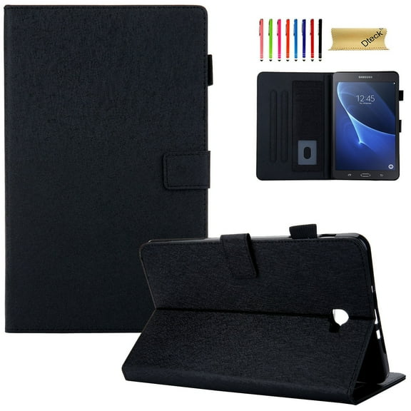 Dteck Case For Samsung Galaxy Tab A 10.1(2016 NO S Pen Version), Leather Folio Cover for Samsung 10.1 Inch Tablet SM-T580 T585 with Auto Wake/Sleep and Card Slots, Multiple Viewing Angles, Black