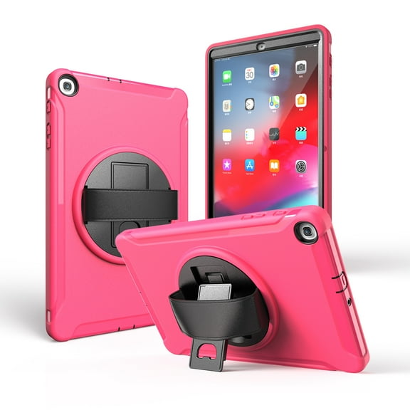 Dteck Case For Samsung Galaxy Tab A 10.1 SM-T510 (2019 Released),Shockproof Three-Layer Heavy Duty Protector Rubber Hybrid Hard Kickstand Cover (no built-in Screen Protector) 10.1 inches,Rose