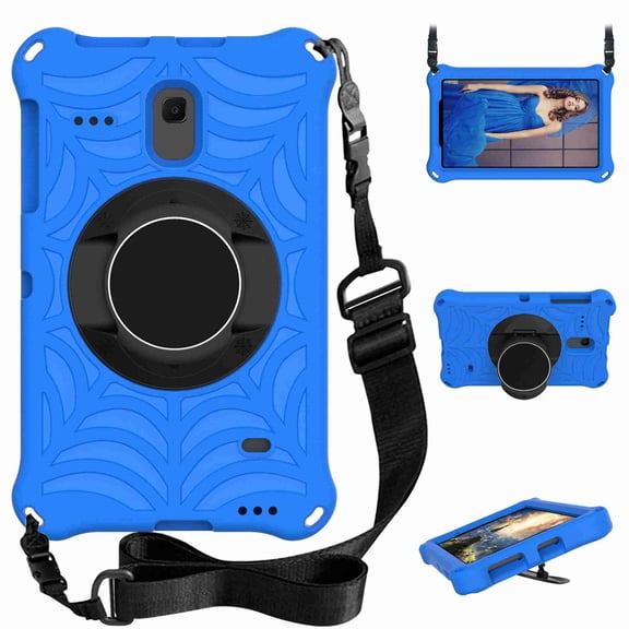 Dteck Case For Samsung Galaxy Tab A 8.0 T387 T385 T380,Tab E T377,Tab 4 T330,Shockproof Tablet EVA Cover with Shoulder Strap and Hand Strap, Blue