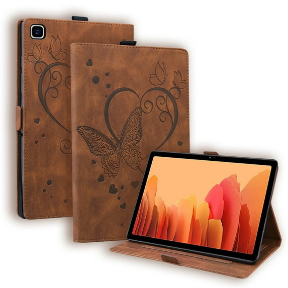 Dteck Case For Samsung Galaxy Tab A7 10.4-inch T500 T505 T507,Smart Magnetic Leather Butterfly Pattern Card Holder Wallet Hybrid Rubber Kickstand Case Cover for Galaxy Tab A7 10.4" 2020,Brown