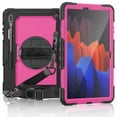 thumbnail image 1 of Dteck Case For Samsung Galaxy Tab S7 FE 2021 12.4-inch SM-T730/T736B,Shockproof Rubber 3-Layer Protection Hybrid Hard Kickstand Case Cover for Galaxy Tab S7+ T970/T975 with Shoulder Strap,Rose+Black, 1 of 7