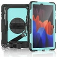 thumbnail image 1 of Dteck Case For Samsung Galaxy Tab S7 FE 2021 12.4-inch SM-T730/T736B,Shockproof Rubber 3-Layer Protection Hybrid Hard Kickstand Case Cover for Galaxy Tab S7+ T970/T975 with Shoulder Strap,Mint+Black, 1 of 7