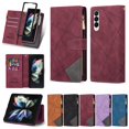 thumbnail image 1 of Dteck Case For Samsung Galaxy Z Fold3 5G,Magnetic Leather Zipper Card Holder Wallet Hyrbid PC Case Kickstand Shockproof Protective Cover with Wrist Strap,Winered, 1 of 7
