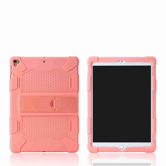 Dteck Case For iPad Air 2 / iPad 9.7 5th 2017 /iPad 9.7 6th 2018 / Pro 9.7 2016 Shockproof Silicone Anti Slip Kids Friendly Protective Hard PC Kickstand Cover, pink