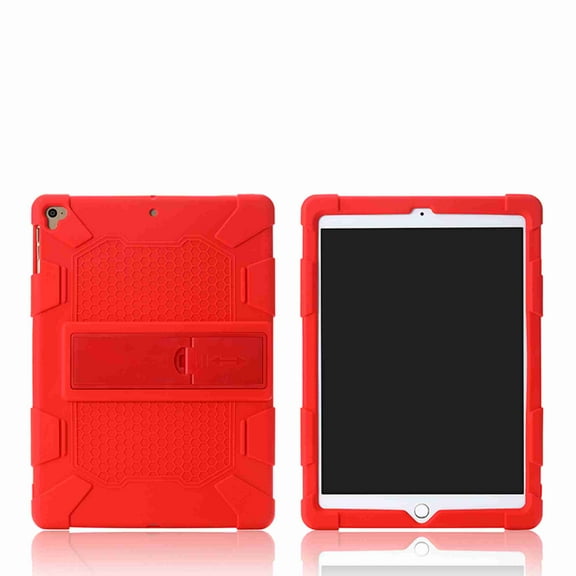 Dteck Case For iPad Air 2 / iPad 9.7 5th 2017 /iPad 9.7 6th 2018 / Pro 9.7 2016 Shockproof Silicone Anti Slip Kids Friendly Protective Hard PC Kickstand Cover, red