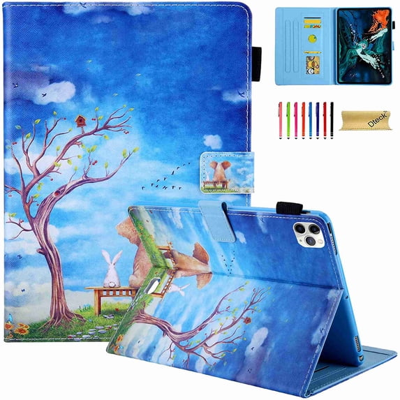Dteck Case For iPad Pro 11 Case 2nd Generation 2020, PU Leather Card Slots Case Multi-Angle Viewing Smart Folio Stand Wallet Protective Case with Auto Wake/Sleep, Sky