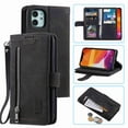 thumbnail image 1 of Dteck Case For iPhone 11 6.1 inch 2019 Luxury PU Leather 9 Card Holder Flip Magnetic Wallet Purse Case with Zipper Coin/Cash Pocket Fold Stand, black, 1 of 8