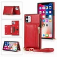 thumbnail image 1 of Dteck Case For iPhone 11 6.1 inch 2019 Wallet Card Holder PU Leather Card Pockets Slim Protective Shockproof Flip Folio Zipper Purse Cover, red, 1 of 3