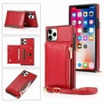 thumbnail image 1 of Dteck Case For iPhone 11 Pro 5.8 2019 Wallet Card Holder PU Leather Card Pockets Slim Protective Shockproof Flip Folio Zipper Purse Cover, red, 1 of 4