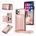 thumbnail image 1 of Dteck Case For iPhone 11 Pro 5.8 2019 Wallet Card Holder PU Leather Card Pockets Slim Protective Shockproof Flip Folio Zipper Purse Cover, rosegold, 1 of 5