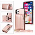 thumbnail image 1 of Dteck Case For iPhone 11 Pro Max 6.5 2019 Wallet Card Holder PU Leather Card Pockets Protective Shockproof Flip Folio Zipper Purse Cover,rosegold, 1 of 5