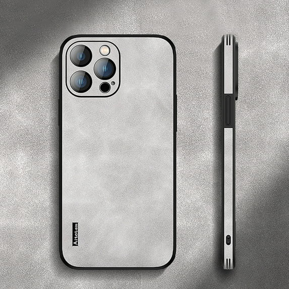 Dteck Case For iPhone 13 Pro 6.1 inch,Luxury Hybrid PU Leather Frosted Shockproof Lightweight Slim Fit Scratch Resistant Back Cover.For iPhone 13 Pro,Gray