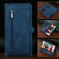 thumbnail image 1 of Dteck Case For iPhone 13 Pro Flip Retro PU Leather Shockproof Magnetic Zipper Wallet Stand Case Cover.For iPhone 13 Pro,Blue, 1 of 8