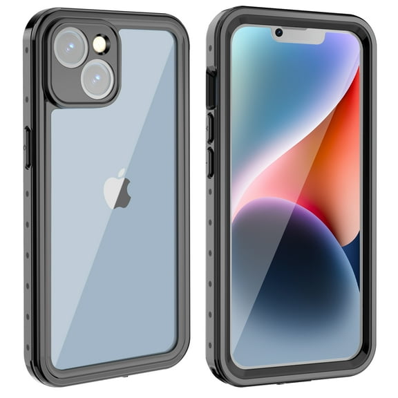 Dteck Case For iPhone 14 6.1-inch,IP68 Waterproof Built-in Screen Protector Rugged Cover Heavy Duty Full Body Shockproof Protection Transparent Case